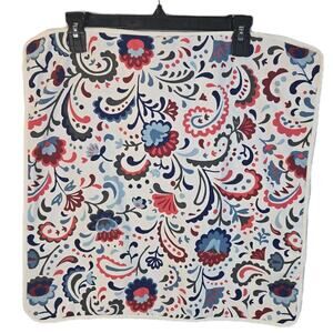 IKEA Kratten 20 X 20 Floral Pillow Cover Scandinavian Folk Art Boho Blue Red Zip